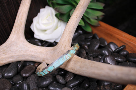 Brandon Etcitty Navajo Sterling Silver Number 8 Turquoise Inlay Cuff Bracelet
