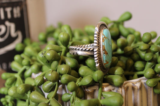 Navajo Handmade Jon McCray Kingman Turquoise Adjustable Ring