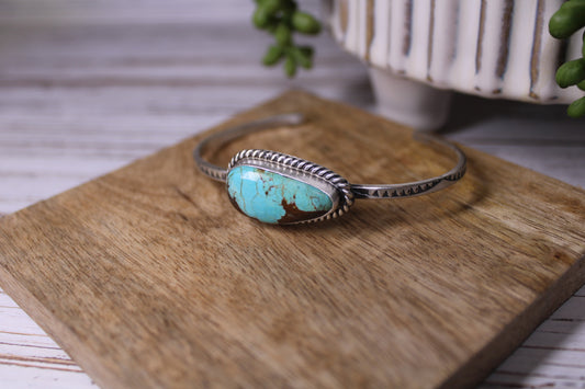 Number 8 Turquoise Cuff Bracelet – Navajo Artist Donovan Skeet