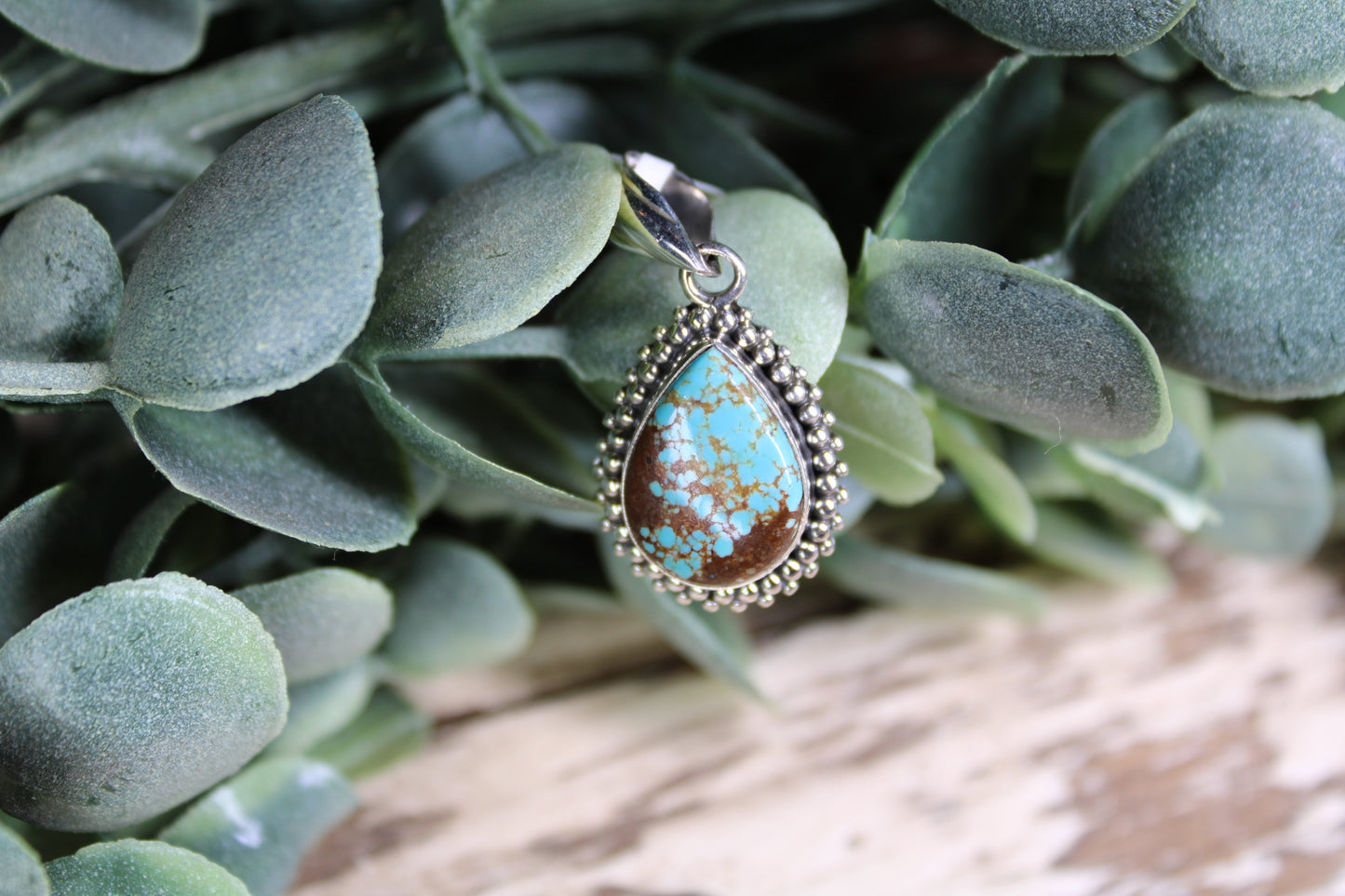 Number 8 Turquoise Sterling Silver Pendant