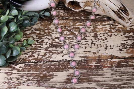 Pink Conch Lariat Necklace – Sterling Silver