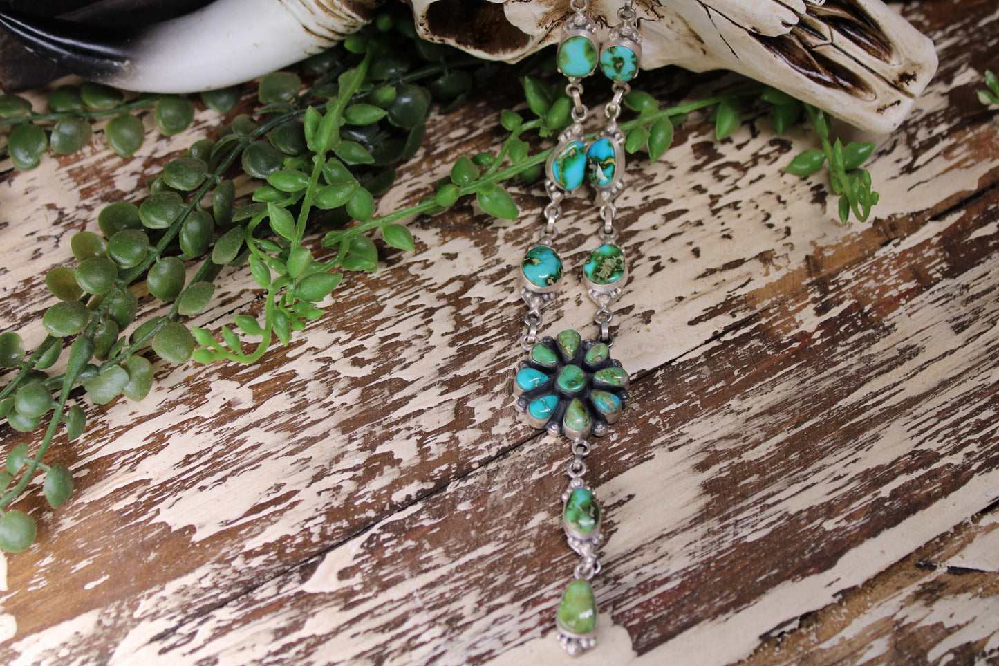 Sonoran Gold Turquoise Lariat Necklace – Sterling Silver