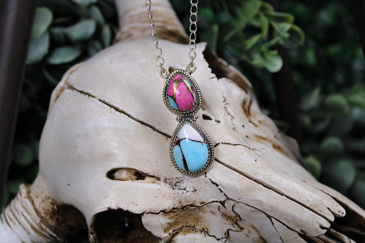 Cotton Candy Turquoise Pendant Necklace – Sterling Silver