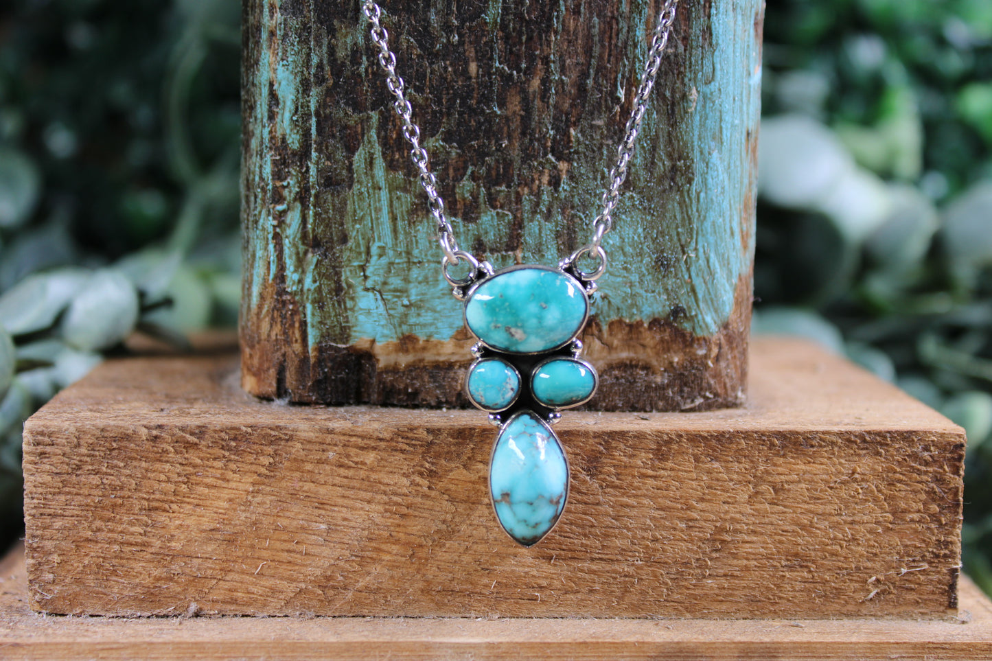 White Water Turquoise Sterling Silver Necklace – 16” Chain