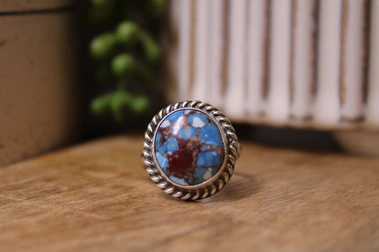 Navajo Johnny Dixon Golden Hills Turquoise Adjustable Ring – Sterling Silver