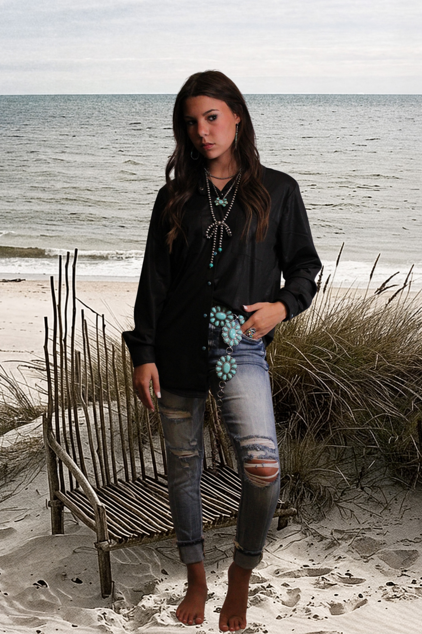 MIDNIGHT- Leather Lux Button-Up Shirt