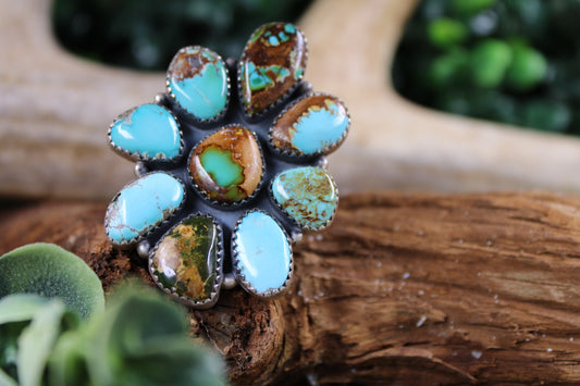 Mixed Premium Stone Turquoise Sterling Silver Adjustable Ring