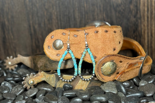 Corraine Smith Navajo Hand-Strung Kingman Turquoise & Sterling Silver Navajo Pearl Earrings