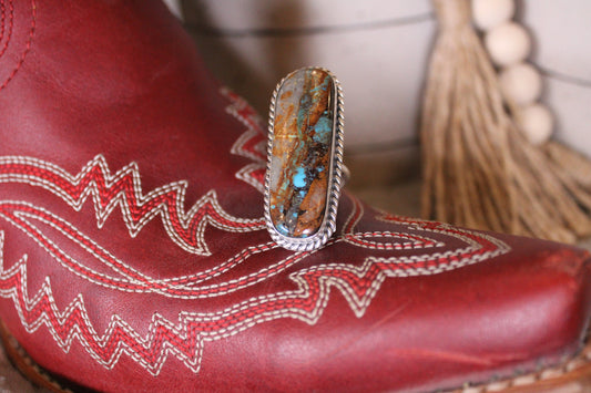 Navajo Royston Ribbon Turquoise Adjustable Ring – Donovan Skeet