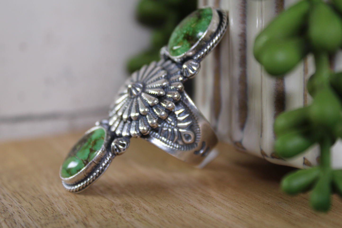 Navajo Artist Sam Yellowhair – Sonoran Gold Turquoise Ring
