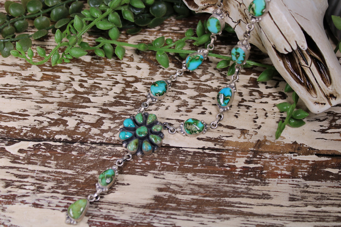 Sonoran Gold Turquoise Lariat Necklace – Sterling Silver