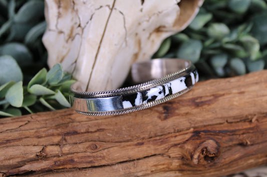 Tonopah White Buffalo Turquoise Cuff Bracelet – By Navajo Artist Francis Yazzie