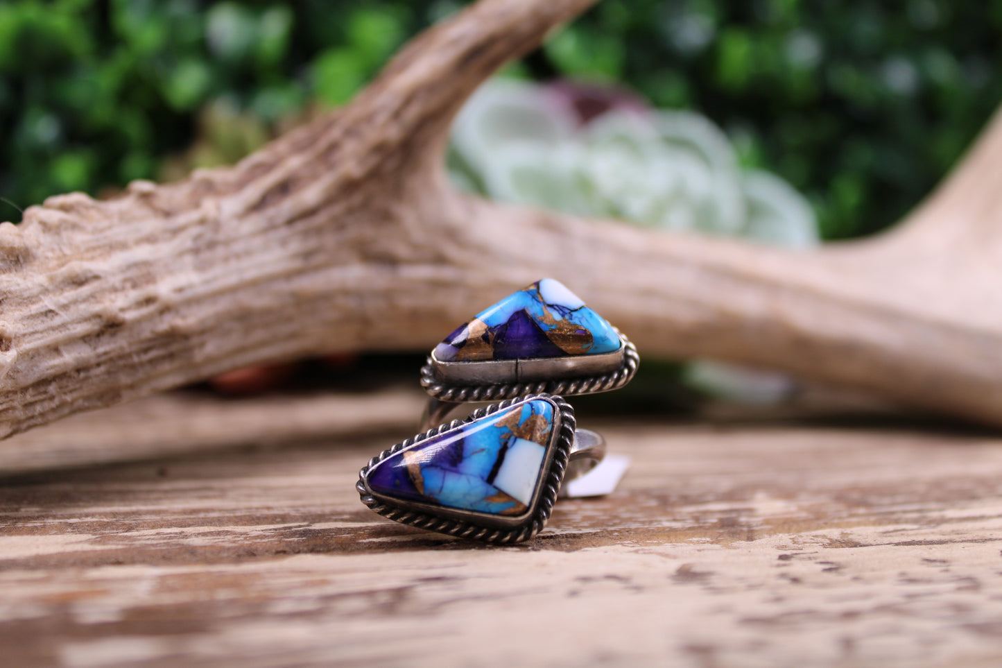 Rex Abeita Navajo Sterling Silver Kingman Dahlia Turquoise Adjustable Ring