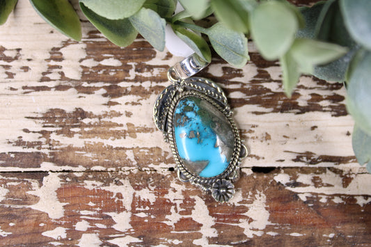 Morenci Turquoise Sterling Silver Pendant