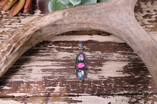 Kingman Cotton Candy Turquoise Sterling Silver Pendant