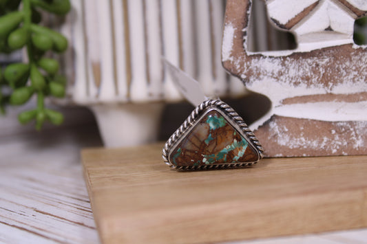 Royston Ribbon Turquoise Adjustable Ring – Handcrafted by Navajo Artist James Dixon