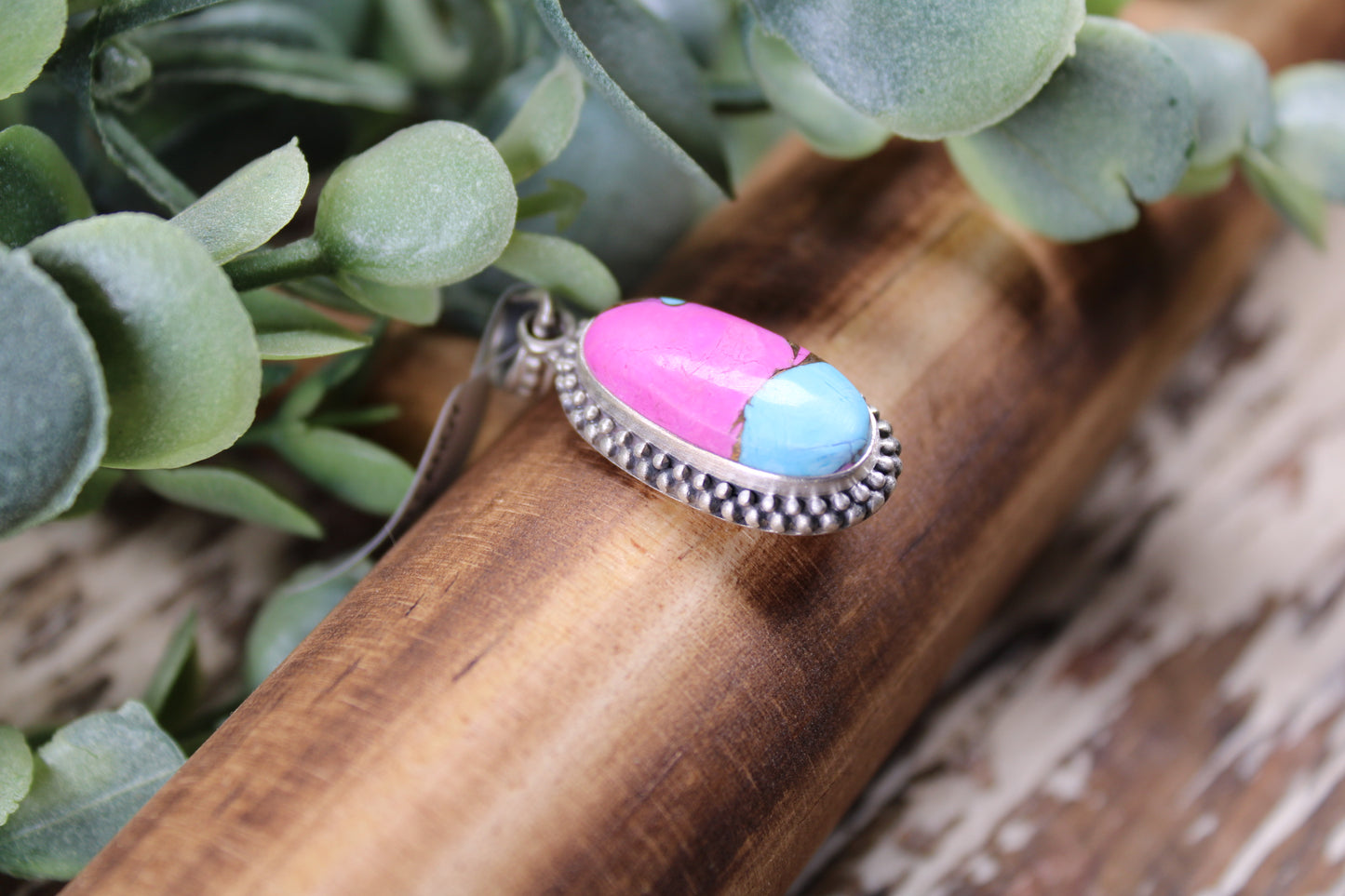 Cotton Candy Turquoise Sterling Silver Pendant
