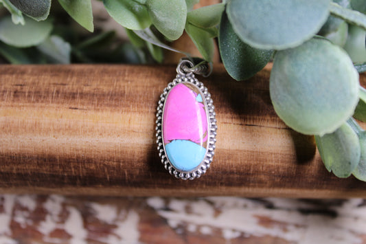 Cotton Candy Turquoise Sterling Silver Pendant