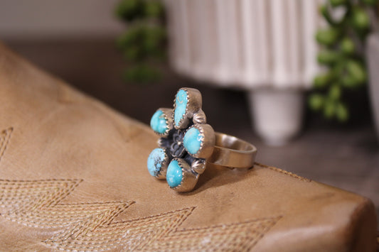 Handmade White Water Turquoise Sterling Silver Adjustable Ring – Stamped Sterling