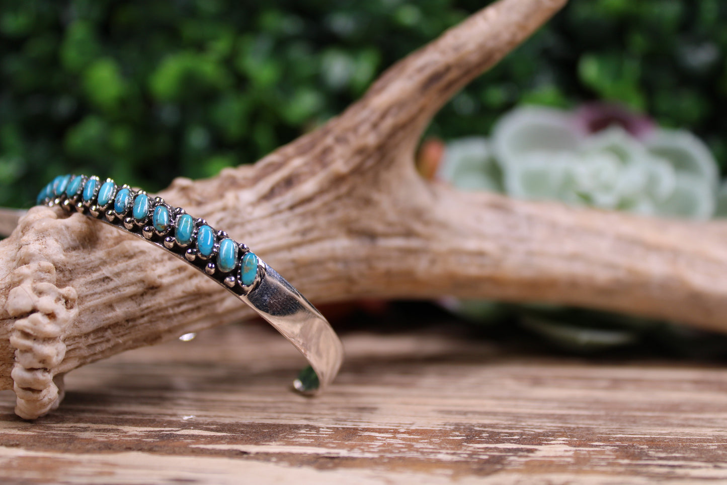 Kingman Turquoise Sterling Silver Cuff Bracelet – Size 7 with Flex