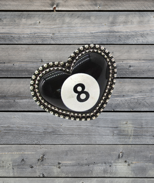 HEART 8 BALL CUFF RING