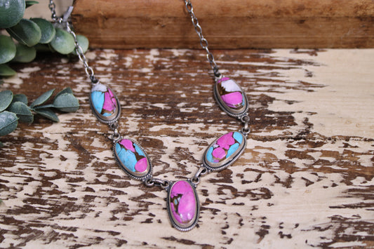 Cotton Candy Turquoise Sterling Silver Necklace – 21” Chain