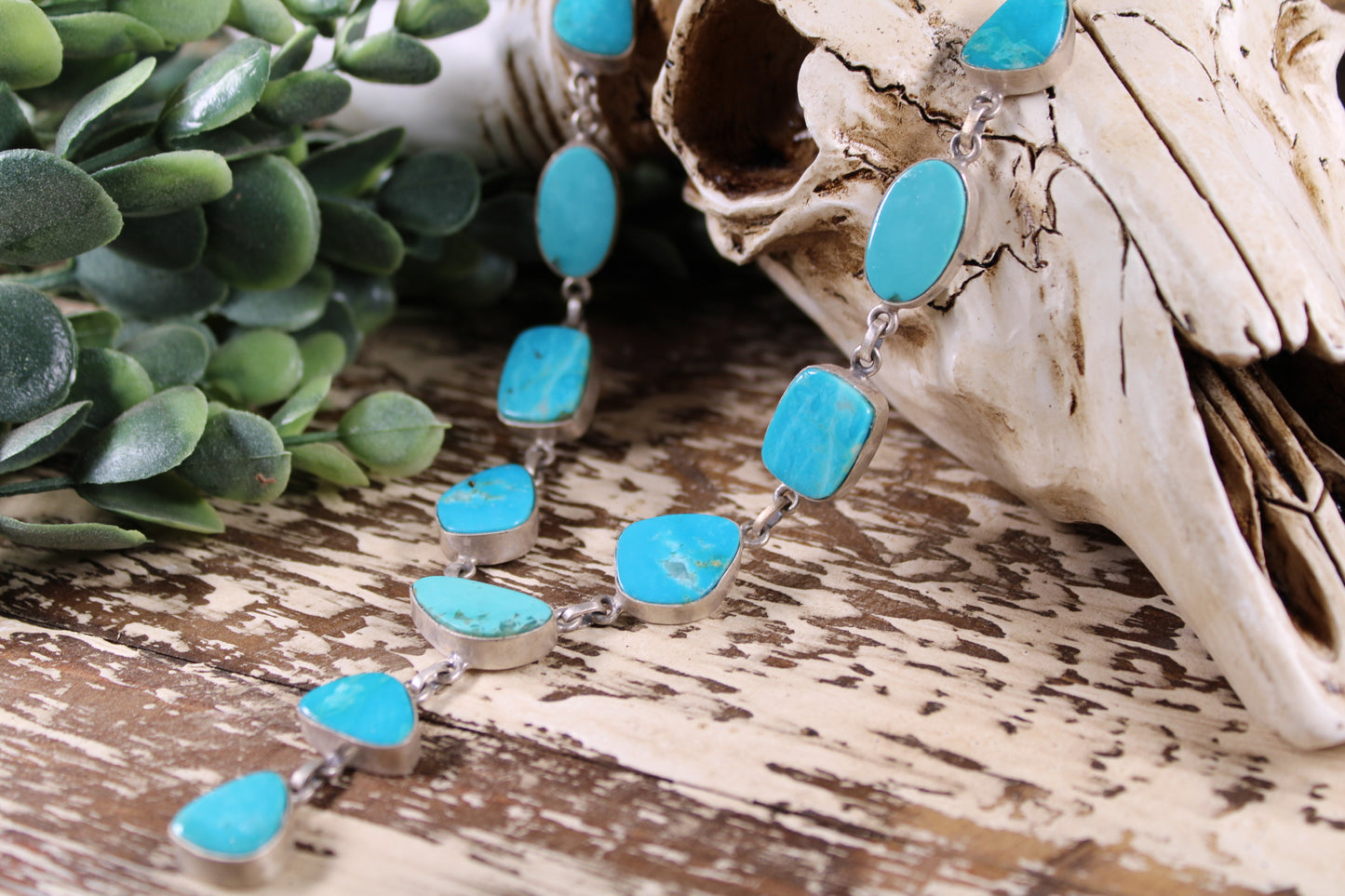Kingman Turquoise Lariat Necklace – Sterling Silver