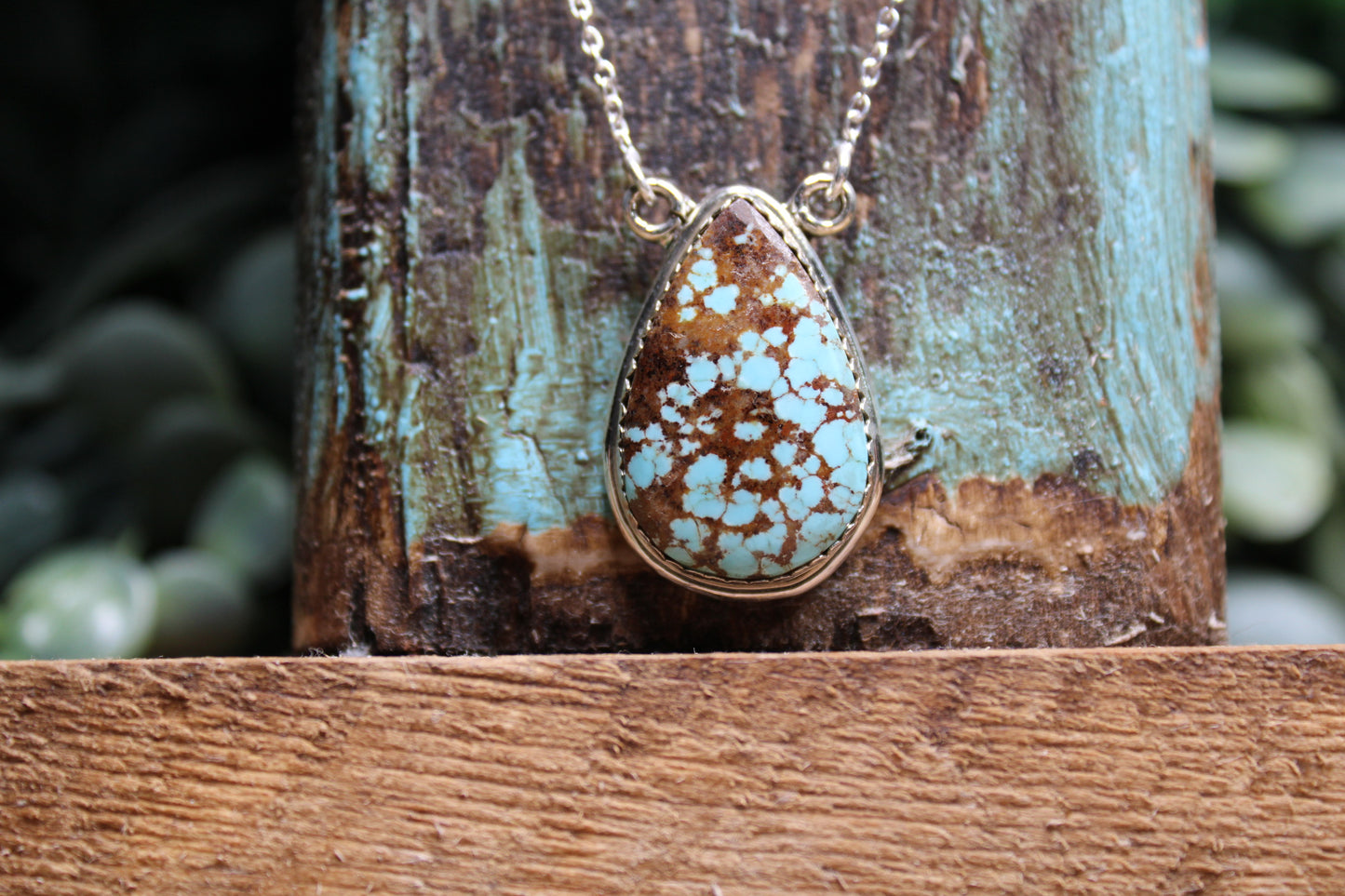 Number 8 Turquoise Sterling Silver Necklace – 18” Chain