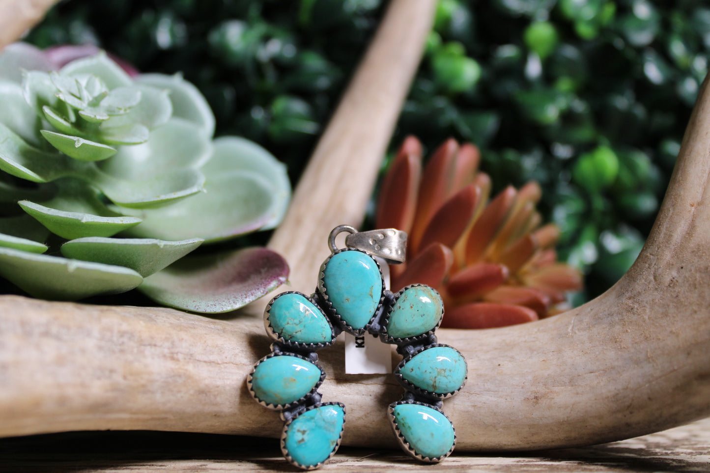 Kingman Turquoise Naja Squash Blossom Pendant – Sterling Silver