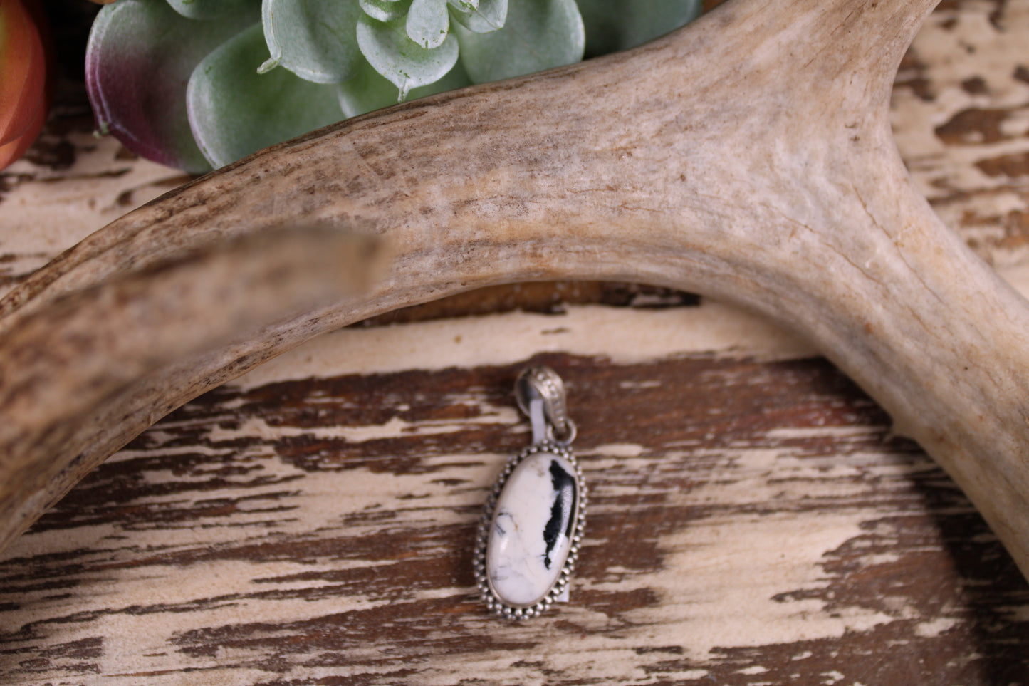 Tonopah White Buffalo Sterling Silver Pendant