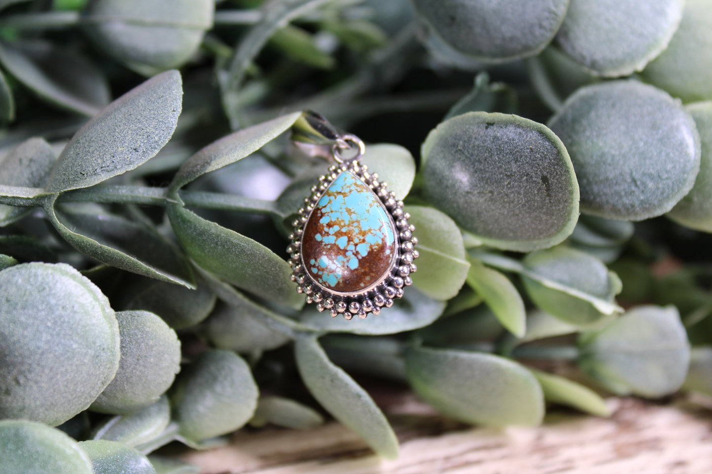 Number 8 Turquoise Sterling Silver Pendant