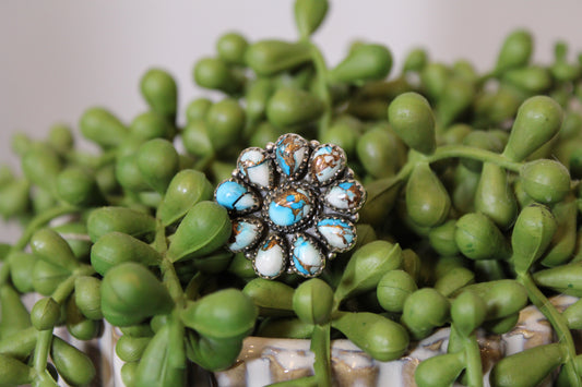 Blue Dahlia Sterling Silver Adjustable Ring – Stamped .925