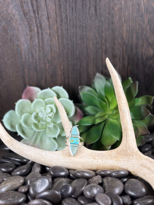 Brandon Etcitty Navajo Sterling Silver Number 8 Turquoise Ring – Size 10