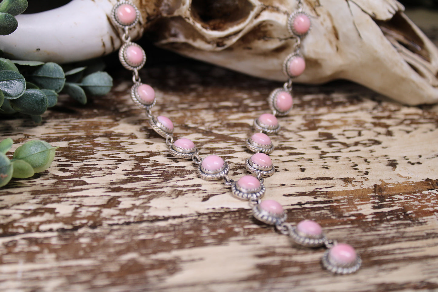 Pink Conch Lariat Necklace – Sterling Silver