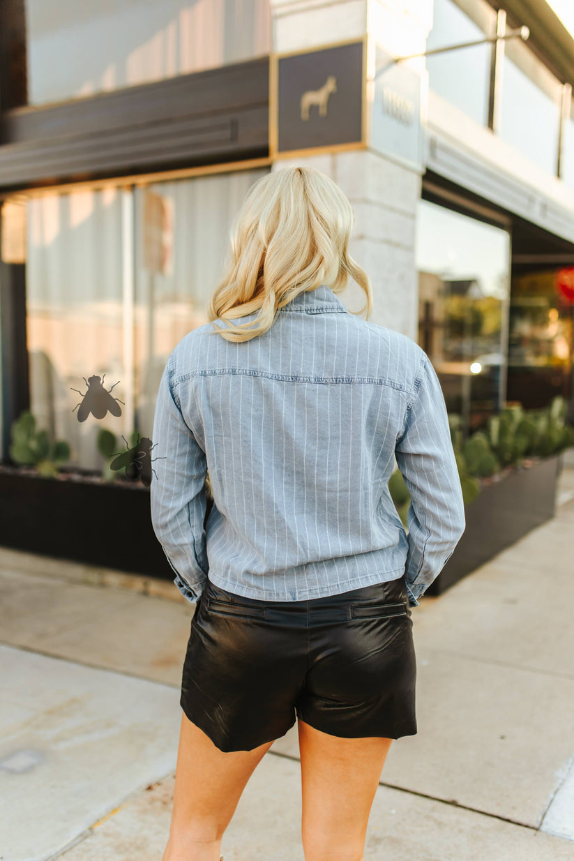 Denim Top Notch Button Up