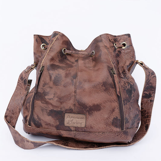 Genuine Western Leather Bucket Tote Bag