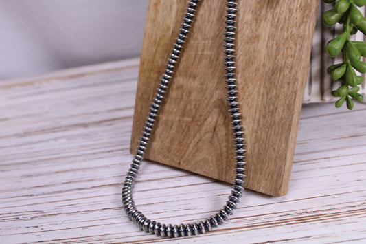 16-Inch Hand-Strung Navajo Pearl Necklace with Saucer Beads – 6mm Sterling Silver