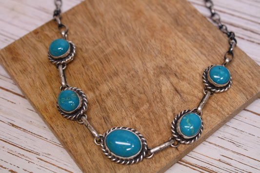 Kingman Turquoise Choker Necklace – Navajo Artist Augustine Largo