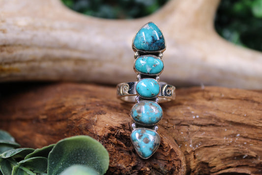 White Water Turquoise Sterling Silver Adjustable Ring