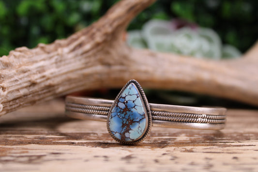 Golden Hills Turquoise Sterling Silver Cuff Bracelet – Size 7 with Flex