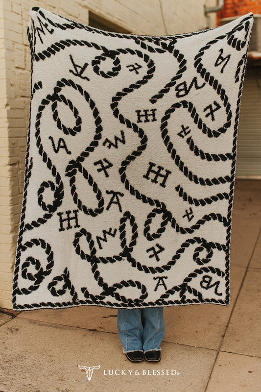 Black Cattle Rope Printed Blanket – 50" x 60"