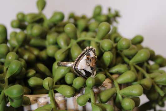 Tonopah White Buffalo Turquoise Sterling Silver Ring – Size 9, Stamped .925