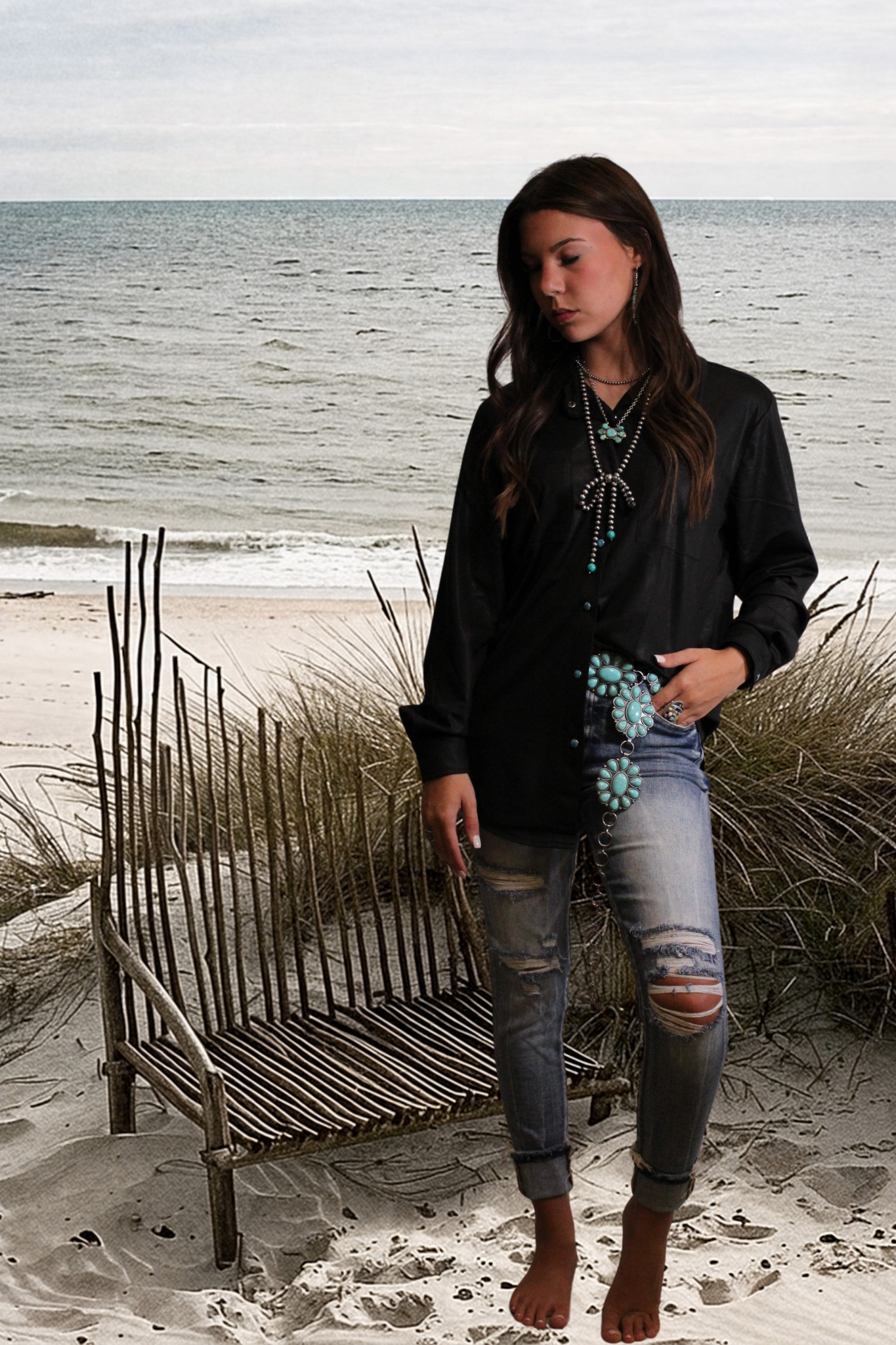 MIDNIGHT- Leather Lux Button-Up Shirt