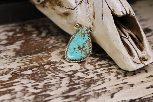 Number 8 Turquoise Sterling Silver Necklace