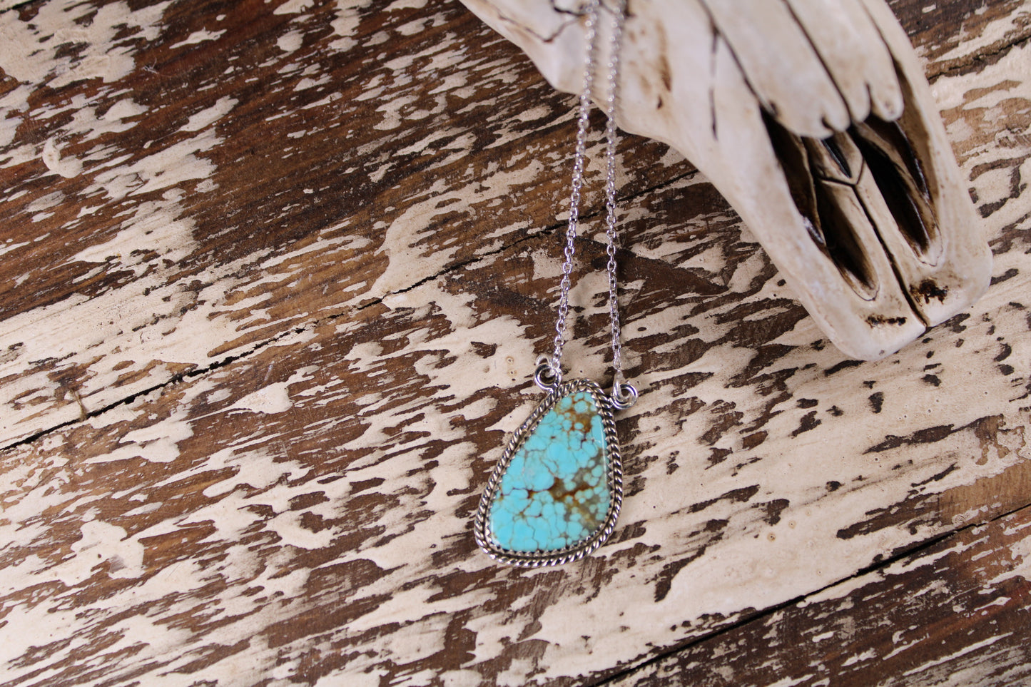 Number 8 Turquoise Sterling Silver Necklace