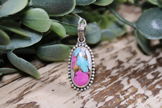 Cotton Candy Turquoise Sterling Silver Pendant
