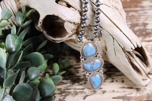 Authentic Golden Hills Turquoise Pendant Necklace – Sterling Silver