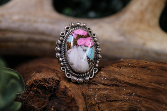 Cotton Candy Turquoise Sterling Silver Adjustable Ring