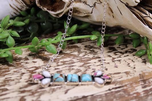 Cotton Candy Turquoise Bar Necklace – Sterling Silver