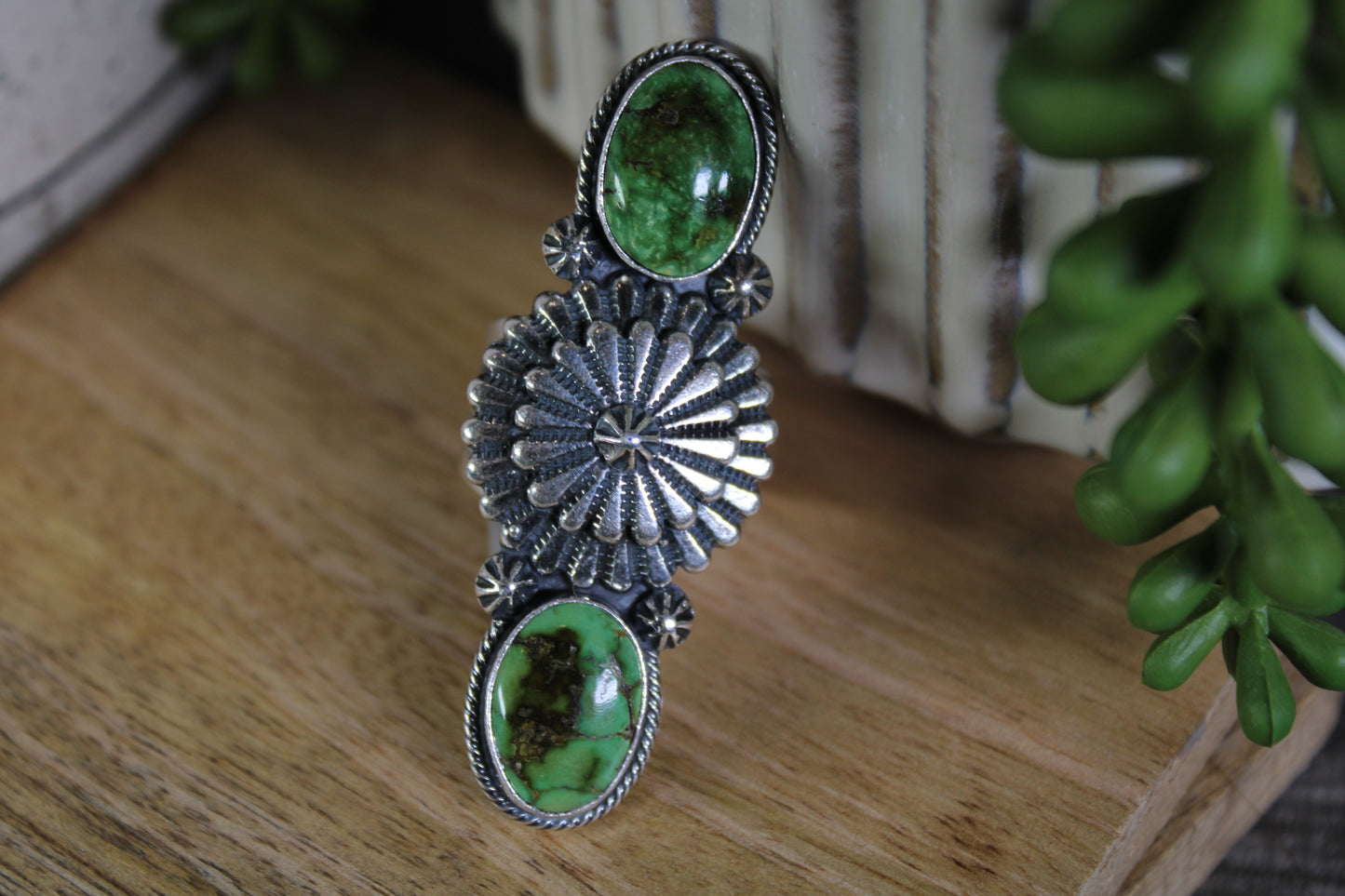 Navajo Artist Sam Yellowhair – Sonoran Gold Turquoise Ring